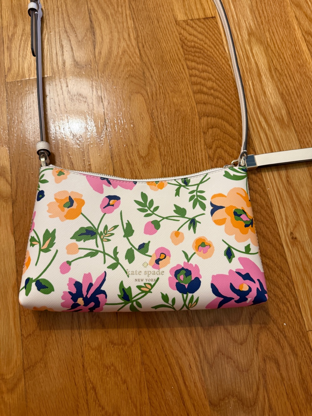 kate spade Floral Crossbody Bag - Cream with Pink, Orange & Green Accents
